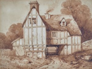 Casas antigas em Penshurst, Kent de William Henry Stothard