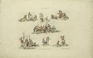 Cenas do Acampamento, 1803 (gravura colorida) de William Henry after Pyne