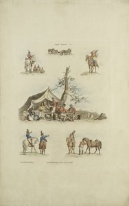 Cenas do Acampamento, 1803 (gravura colorida) de William Henry after Pyne