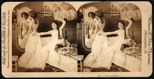 &39;The Late Riser&39;, cartão estereoscópico humorístico, c.1900 (foto sépia) (ver também 473258)