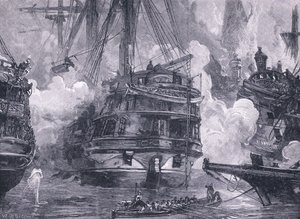 A Batalha de Navarino AD 1828 (litho)