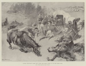 Cavalo do capitão Thatcher atirou debaixo dele enquanto subia para as Maxim Guns