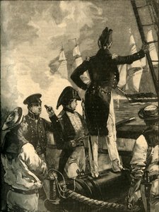 Capitão William Walpole interceptando os navios do Duque de Saldanhas, Liberal Wars, 1829 c1890. de William Heysham Overend
