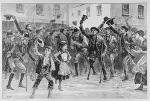 Torcendo o nome de Lord Randolph Churchill em Loughrea, no Crier Town Apresentando sua renúncia, em "The Illustrated London News", em 8 de janeiro de 1887