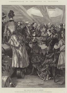 Comemoração da Batalha de Trafalgar, HMS Victory em 21 de outubro de 1886, em Portsmouth