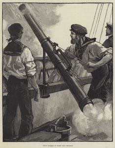 Firing Rockets a bordo do HMS Monarch