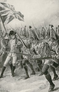 General Wolfe é Mortally Wounded como ele lidera a acusação nas planícies de Abraão de William Heysham Overend