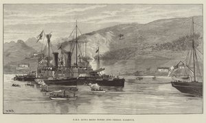 HMS Howe sendo rebocado para o Porto de Ferrol