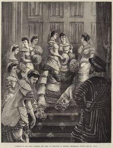 Casamento de Sua Alteza Real o Duque de Connaught em Windsor, madrinhas esperando a noiva