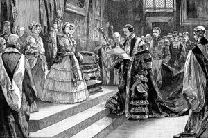 Apresentação à rainha, c1850s, 1900 de William Heysham Overend