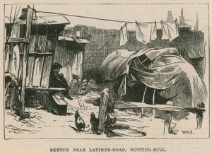 Esboços da Vida Cigana; Croqui, perto, latimer, estrada, notting hill
