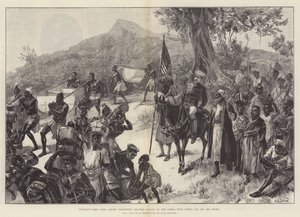 Expedição de Socorro de Emin Pasha de Stanley saindo de Matadi, no Congo, com Tippoo Tib e suas esposas de William Heysham Overend