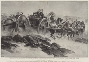 O avanço em direção a Dongola, a artilharia da coluna do coronel Burn-Murdoch, galopando pelo deserto até as alturas acima de Ferket