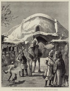 A Guerra do Afeganistão, Central Dome ou Char-Su, onde quatro principais ruas se encontram na cidade de Candahar de William Heysham Overend