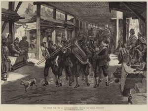 A Guerra do Afeganistão, os 4º Goorkhas marchando pelo Bazar, Jellalabad