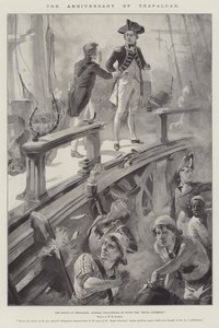 O aniversário de Trafalgar, a batalha de Trafalgar, o almirante Collingwood a bordo do Royal Sovereign