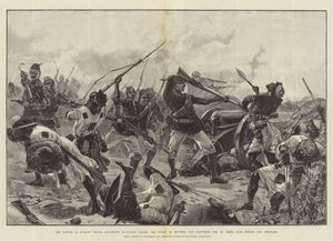 A Batalha de Suakin, Batalhão Black Soudanese levando o Inimigo em reversão e capturando uma de suas armas atrás das Trincheiras