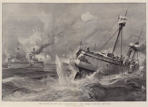 A Batalha do Yalu, Fundador da Nave de Guerra Chinesa Chih-Yuen de William Heysham Overend