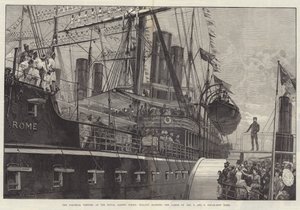 Os visitantes coloniais no Royal Albert Docks, malaios manejando as jardas do P e O navio a vapor Roma