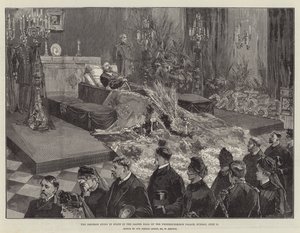 O imperador deitado em estado no Jasper Hall do Palácio Friedrichskron, domingo, 17 de junho