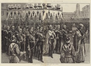 A coroação imperial em Moscou, procissão do Imperador e Imperatriz depois de ser coroado