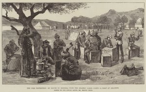 A Expedição do Nilo, a caminho de Dongola com o Corpo de Camelos dos Guardas, uma parada em Akasheh de William Heysham Overend