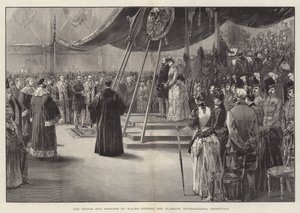 O Príncipe e a Princesa de Gales abrindo a Exposição Internacional de Glasgow