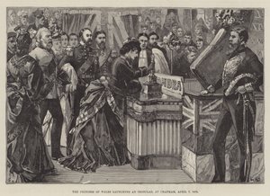 A Princesa de Gales lançando um Ironclad, em Chatham, 7 de abril de 1875