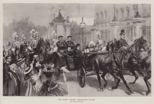 A rainha saindo do Palácio de Buckingham
