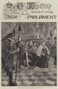 A Rainha encontra seu novo Parlamento, passando pelo Corredor para a Câmara dos Lordes de William Heysham Overend