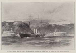 O retorno da rainha da Riviera, o Royal Yacht Victoria e Albert, com Sua Majestade a bordo, deixando Cherbourg