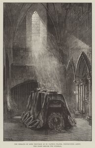 Os restos do senhor Tennyson na capela de St Faith, abadia de Westminster, a noite antes do funeral de William Heysham Overend