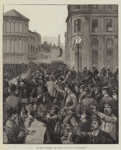 Os tumultos em Belfast, os homens da ilha subindo na rua norte