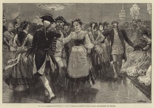As festividades do matrimônio real em Berlim, Quadrille do traje dançaram antes do imperador e da imperatriz