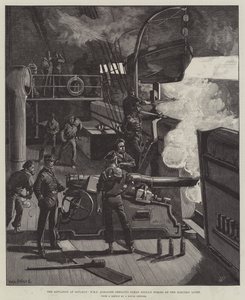 A Situação em Souakim, HMS Albacore bombardeando as Forças de Osman Digna pela Electric Light