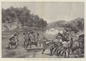 A coluna Tonhon cruzando o rio Swalei, na Alta Burmah