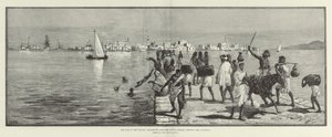 A Guerra no Sudão, Massowah, da Segunda Ilha, mostrando a Causeway