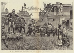 A Guerra no Sudão, começando por Cartum, Sir Charles Wilson, com uma escolta do regimento de Sussex, embarcando em Gubat, para subir o Nilo