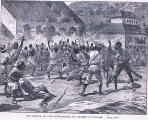O ataque na casa de cout, St Thomas no leste, Jamaica de William Heysham Overend