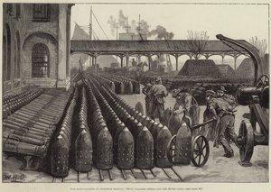 War Manufactures at Woolwich Arsenal, conchas Palliser de 700 libras para armas de 38 toneladas