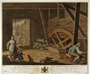 Vista interior, de, um, torreforte, prato, v, de, a, linho, manufactory, de, irlanda, 1791,