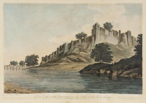 Uma vista do Forte de Iionpoor [Forte de Firuz Shah Tughluq, Jaunpur, Uttar Pradesh, 1360] nas margens do rio Goomty [Gumti], retirada da obra «Select Views in India»