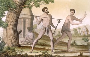 Habitantes da Nova Caledônia, de &39;Costume dei ...&39; (gravura colorida)