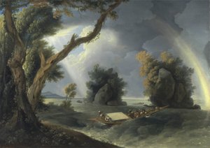 Tempestade no Ganges, com a Sra. Hastings perto das Rochas de Colgon, c.1790 (óleo sobre tela) de William Hodges