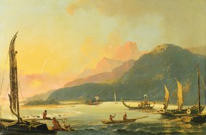 Galés de guerra do Taiti na Baía de Matavai, Taiti