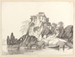 Vista da ilha de Jangerah [Jahangira] no Ganges, em frente de Sultanganj de William Hodges