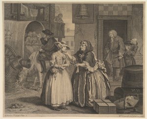 A Ascensão de uma Prostituta, Gravura 1 de William Hogarth