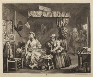 A Evolução de uma Prostituta, Gravura 3 de William Hogarth