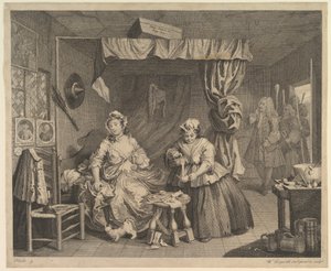 O percurso de uma prostituta, prancha 3 de William Hogarth