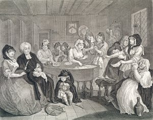 Progresso de uma prostituta, placa seis: o funeral, gravura e gravura) de William Hogarth